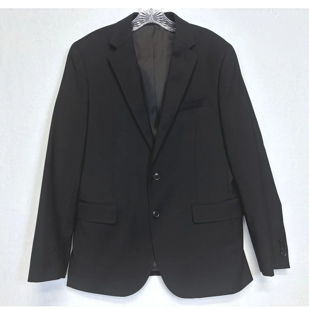 Joseph Abboud Blazer Mens 40 Regular Slim Black Wool Blend Two Button Sport Coat